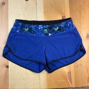 Lululemon Run Speed Shorts Sapphire Blue Washi Weave Angel Wing Naval Blue Black